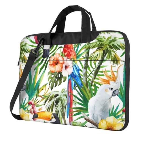Yyoretp Laptoptasche mit Papageienpalmenblättern, tragbar, mit einer Schultertasche, kompatibel mit 13-16 Zoll (33 - 40,6 cm), Schwarz , 15.6 inch von Yyoretp