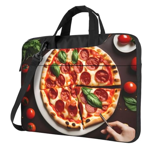 Yyoretp Laptoptasche mit Pizza-Aufdruck, tragbare Laptoptasche, kompatibel mit 13-16 Zoll (33 - 40,6 cm), Schwarz , 14 inch von Yyoretp
