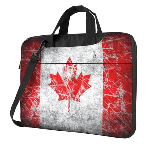 Yyoretp Laptoptasche mit Retro-Design und Kanada-Flagge, tragbar, mit einer Schultertasche, kompatibel mit 13-16 Zoll (33 - 40,6 cm), Schwarz , 14 inch von Yyoretp