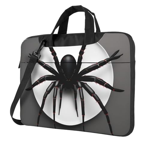 Yyoretp Laptoptasche mit Spinnendruck, tragbar, mit einer Schultertasche, kompatibel mit 13-16 Zoll (33 - 40,6 cm), Schwarz, Schwarz , 15.6 inch von Yyoretp