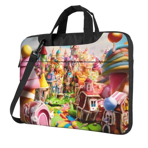 Yyoretp Laptoptasche mit Süßigkeitenland-Aufdruck, tragbare Laptophülle, kompatibel mit 13-16 Zoll (33 - 40,6 cm), Schwarz , 15.6 inch von Yyoretp
