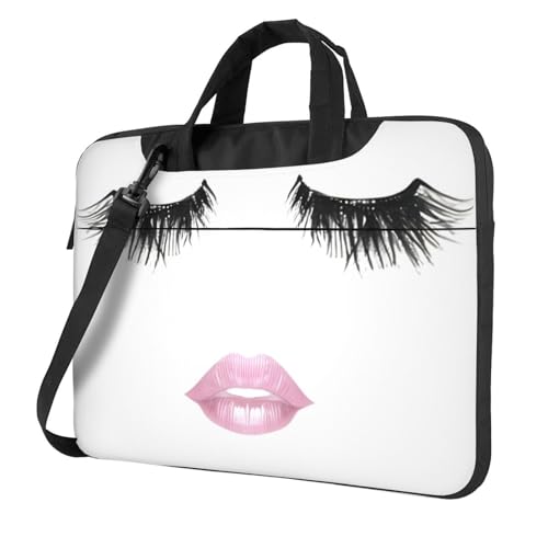 Yyoretp Laptoptasche mit Wimpernlippen-Aufdruck, tragbar, mit einer Schultertasche, kompatibel mit 13-16 Zoll (33 - 40,6 cm), Schwarz , 13 inch von Yyoretp