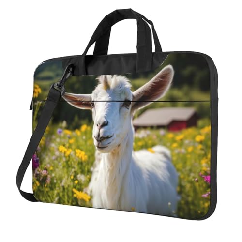 Yyoretp Laptoptasche mit Ziegenmuster, tragbare Laptophülle, kompatibel mit 13-16 Zoll (33 - 40,6 cm), Schwarz , 13 inch von Yyoretp