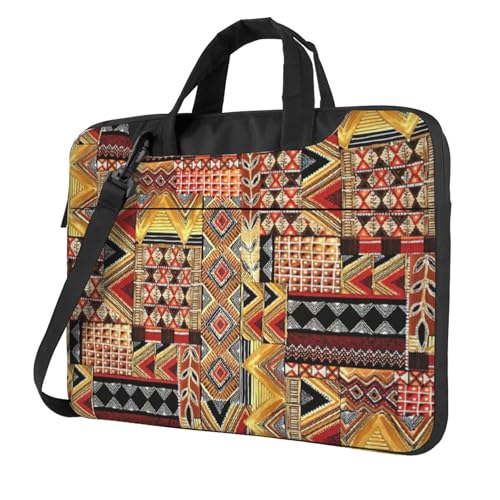 Yyoretp Laptoptasche mit afrikanischem Textil-Patchwork-Druck, tragbare Laptoptasche, kompatibel mit 13-16 Zoll (33-40,6 cm), Schwarz , 15.6 inch von Yyoretp