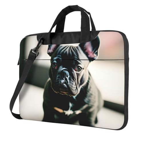 Yyoretp Laptoptasche mit bezauberndem Aufdruck der französischen Bulldogge, tragbare Laptophülle, kompatibel mit 13-16 Zoll (33 - 40,6 cm), Schwarz , 14 inch von Yyoretp