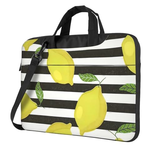 Yyoretp Laptoptasche mit blauem Streifen und Zitronenmuster, tragbare Laptoptasche, kompatibel mit 13-16 Zoll (33 - 40,6 cm), Schwarz , 13 inch von Yyoretp