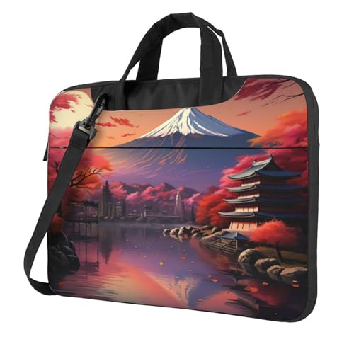 Yyoretp Laptoptasche mit japanischem Fuji-Landschaftsdruck, tragbare Laptoptasche, kompatibel mit 13-16 Zoll (33-40,6 cm), Schwarz , 14 inch von Yyoretp