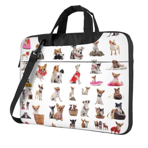 Yyoretp Laptoptasche mit niedlichem Chihuahua-Mops-Muster, tragbare Laptoptasche, kompatibel mit 13-16 Zoll (33-40,6 cm), Schwarz , 15.6 inch von Yyoretp