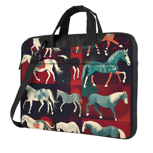 Yyoretp Laptoptasche mit verschiedenen Arten von Pferden, tragbare Laptoptasche, kompatibel mit 13-16 Zoll (33 - 40,6 cm), Schwarz , 13 inch von Yyoretp