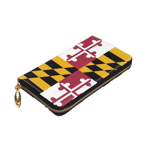 Yyoretp Maryland State Flag Print Premium Leather Zip Around Wallet for Women and Men Checkbook Cover RFID Blocking von Yyoretp