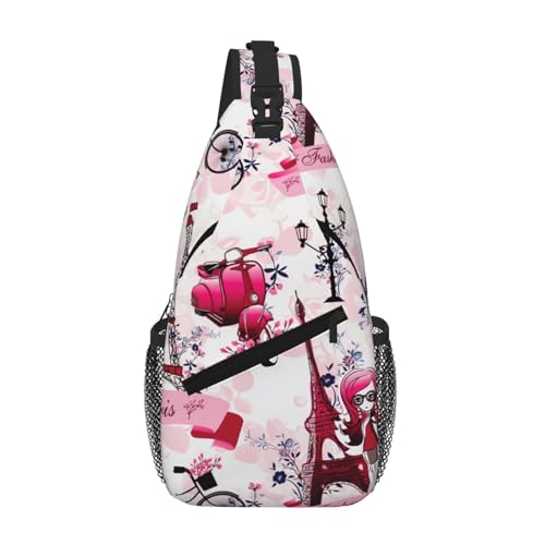 Yyoretp Paris Eiffelturm Frankreich Print Sling Bag Crossbody Schulter Rucksack Brusttasche für Reisen Wandern Klettern von Yyoretp