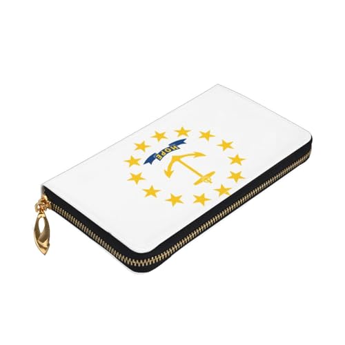 Yyoretp Rhode Island State Flag Print Premium Leder Zip Around Wallet für Damen und Herren Scheckbuchhülle RFID Blocking von Yyoretp