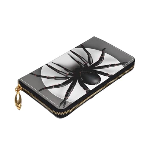 Yyoretp Schwarze Geldbörse aus hochwertigem Leder mit Rundum-Reißverschluss für Damen und Herren, Scheckbuchhülle, RFID-Blockierung von Yyoretp