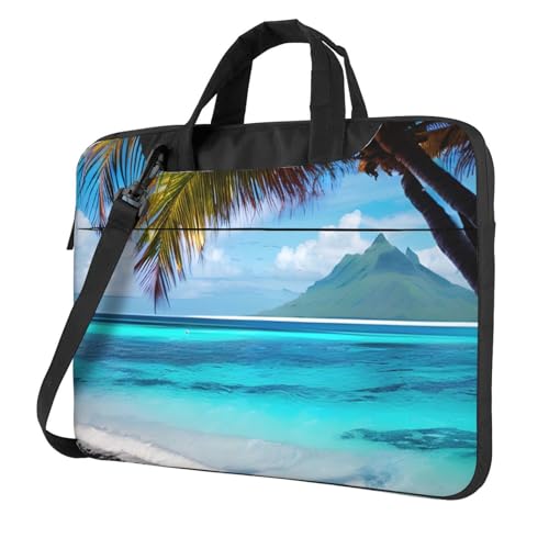 Yyoretp Tahiti Laptoptasche mit Stranddruck, tragbare Laptoptasche, kompatibel mit 13-16 Zoll (33 - 40,6 cm), Schwarz , 14 inch von Yyoretp