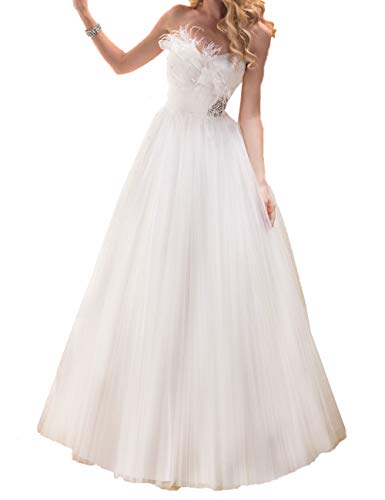 Hochzeitskleider Brautkleider A-Linie Herzausschnitt Damen Prinzessin Tüll Brautkleid Elfenbein 42 von Yyoung