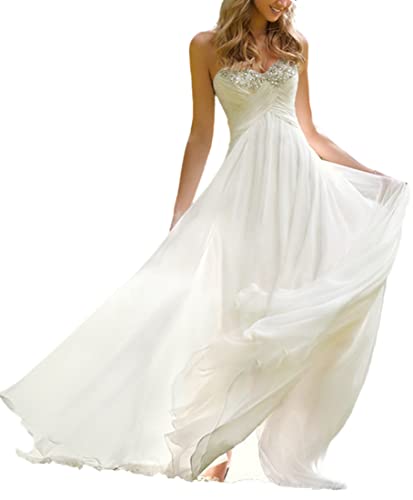 Yyoung Brautkleider Hochzeitskleider Prinzessin Damen Herzausschnitt Glitzer Prinzessin Strand Brautkleid Weiß 44 von Yyoung