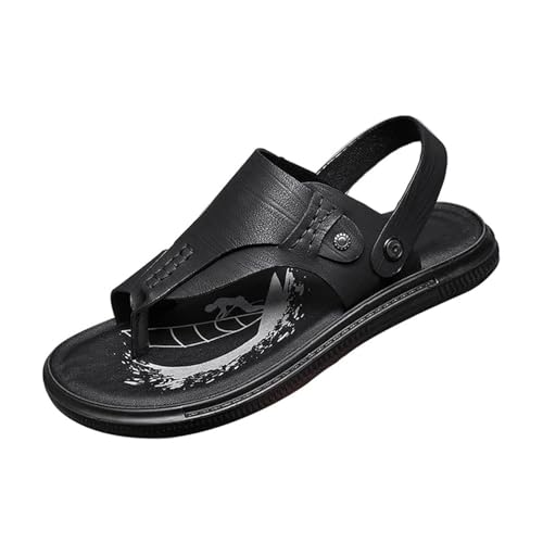 Atmungsaktive Herren-Sandalen Mit Verstellbarer Fußgewölbeunterstützung Und Ballenzehen-Sandalen, Atmungsaktive Lässige Flip-Flops Mit Offener Zehenpartie Und Rutschfester Sohle(A Black,40 EU) von Yytcsjz