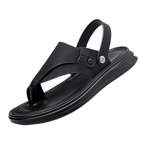 Atmungsaktive Herren-Sandalen Mit Verstellbarer Fußgewölbeunterstützung Und Ballenzehen-Sandalen, Atmungsaktive Lässige Flip-Flops Mit Offener Zehenpartie Und Rutschfester Sohle(B Black,44 EU) von Yytcsjz