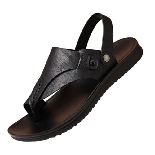 Atmungsaktive Herren-Sandalen Mit Verstellbarer Fußgewölbeunterstützung Und Ballenzehen-Sandalen, Atmungsaktive Lässige Flip-Flops Mit Offener Zehenpartie Und Rutschfester Sohle(C Black,44 EU) von Yytcsjz
