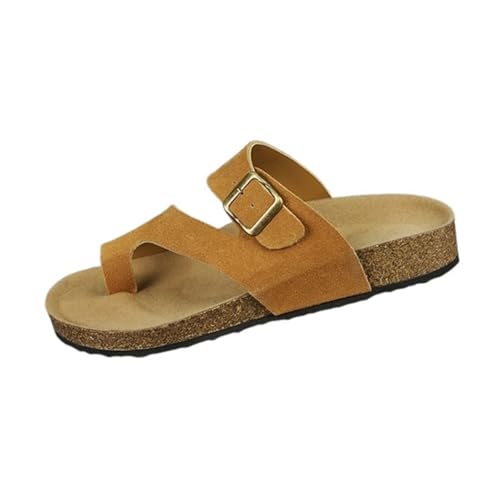 Yytcsjz Bequeme Herren-Sandalen Zur Ballenzehen-Korrektur Und Rutschfester Outdoor-Sandale, Atmungsaktive Sommer-Flip-Flops Mit Verstellbarem Metallschnallenriemen(Khaki,40 EU) von Yytcsjz
