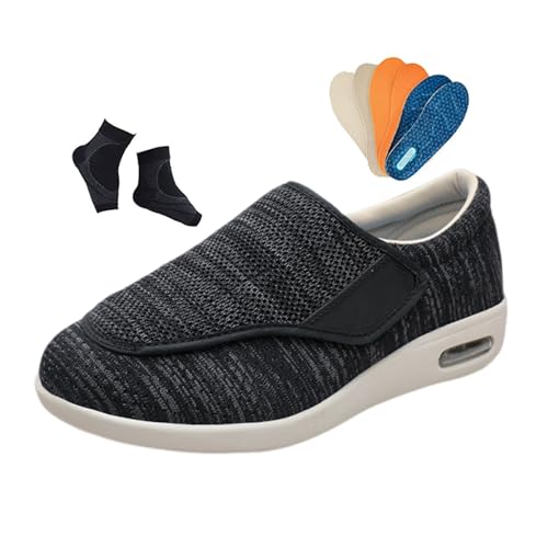 Chaussures Pour Pieds Diabétiques, Chaussures Orthopédiques Réglables Pour Soulager La Douleur Des Pieds Gonflés Et Diabétiques Âgés, Chaussons Confortables La Marche, Bottes Gonflés(Black gray,48 EU) von Yytcsjz