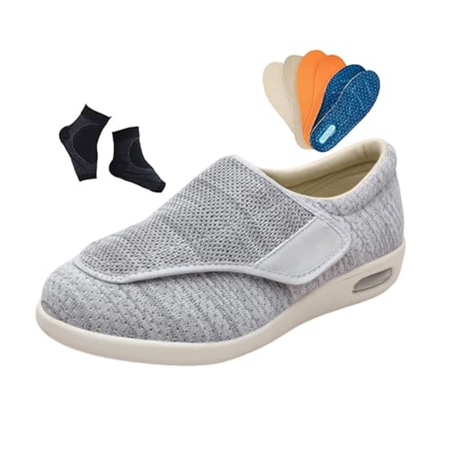 Chaussures Pour Pieds Diabétiques, Chaussures Orthopédiques Réglables Pour Soulager La Douleur Des Pieds Gonflés Et Diabétiques Âgés, Chaussons Confortables La Marche, Bottes Gonflés(Gris,41 EU) von Yytcsjz