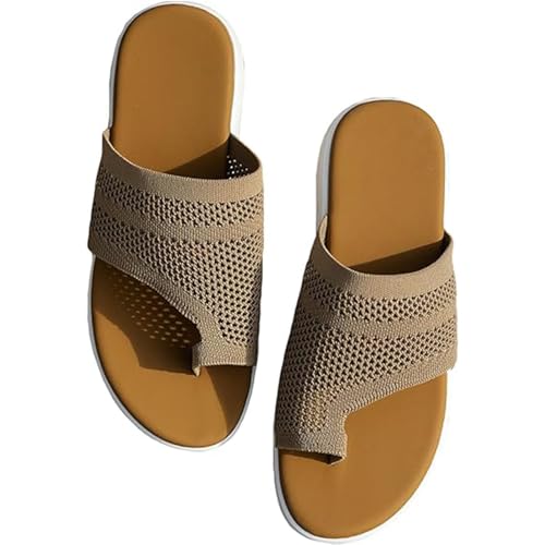 Damenmode Hallux Valgus Clip Toe Sandale, Damen Set Toe Atmungsaktive und Bequeme Keilabsatz-Sommerpantoffeln, Atmungsaktive Mesh-Flip-Flops, für Freundinnen und Mütter(Brown,39 EU) von Yytcsjz