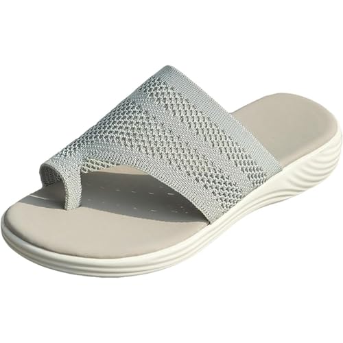 Damenmode Hallux Valgus Clip Toe Sandale, Damen Set Toe Atmungsaktive und Bequeme Keilabsatz-Sommerpantoffeln, Atmungsaktive Mesh-Flip-Flops, für Freundinnen und Mütter(Gris,38 EU) von Yytcsjz
