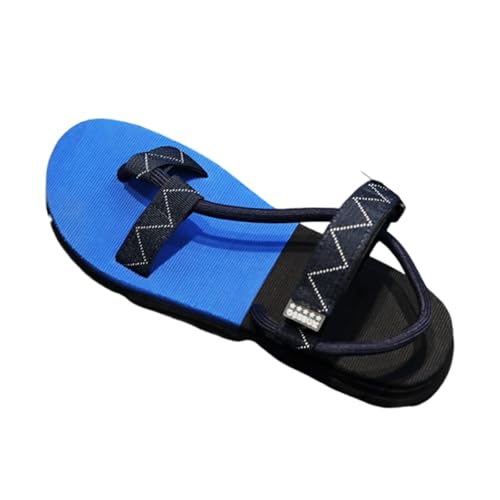 Flache Herren-Outdoor-Hausschuhe, Atmungsaktive Verstellbare Sommer-Sandalen Mit Kreuzriemen Zur Linderung Von Ballenzehen, wasserdichte Sportliche Zehentrenner Freizeit, Korrektur(Blue,39 EU) von Yytcsjz
