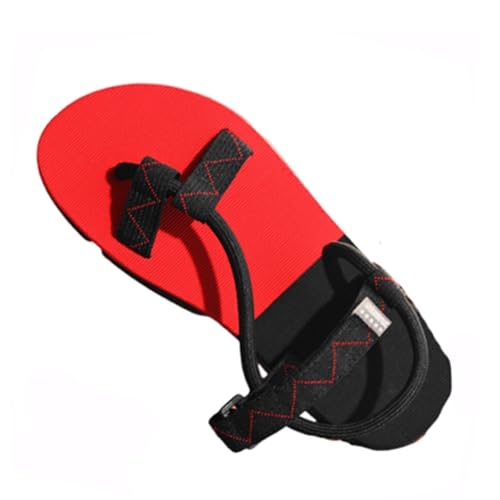 Flache Herren-Outdoor-Hausschuhe, Atmungsaktive Verstellbare Sommer-Sandalen Mit Kreuzriemen Zur Linderung Von Ballenzehen, wasserdichte Sportliche Zehentrenner Freizeit, Korrektur(Red,43 EU) von Yytcsjz