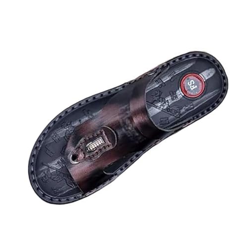 Flache Herren-Outdoor-Hausschuhe, Modische Atmungsaktive Sommer-Sandalen Mit Verstellbarer Fußgewölbeunterstützung Und Ballenzehen-Einlage, Lässige Offene Outdoor-Flip-Flops(Black-red,40 EU) von Yytcsjz