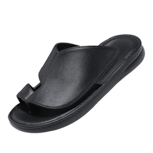 Flache Outdoor-Strand-Slipper, Bequeme rutschfeste Herren-Sandalen Für Den Sommer Bei Ballenzehen, Weich Gepolsterte Offene Zehenpartie-Flip-Flops, Mode, Freizeit Und Wandern(Black,45 EU) von Yytcsjz