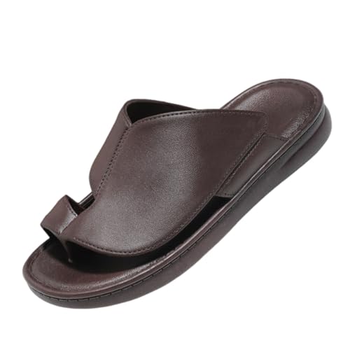 Flache Outdoor-Strand-Slipper, Bequeme rutschfeste Herren-Sandalen Für Den Sommer Bei Ballenzehen, Weich Gepolsterte Offene Zehenpartie-Flip-Flops, Mode, Freizeit Und Wandern(Brown,43 EU) von Yytcsjz