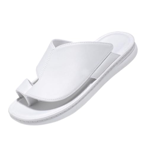 Flache Outdoor-Strand-Slipper, Bequeme rutschfeste Herren-Sandalen Für Den Sommer Bei Ballenzehen, Weich Gepolsterte Offene Zehenpartie-Flip-Flops, Mode, Freizeit Und Wandern(White,43 EU) von Yytcsjz
