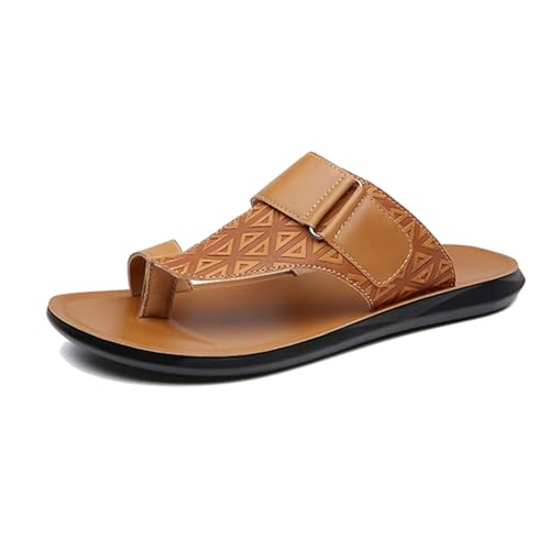 Flache Sommersandalen Zur Fußkorrektur, Atmungsaktive Herren-Sandalen Mit Zehenringen Und Ballenzehen-Korrektur, Flip-Flops Strandschuhe, Bei Plantarfasziitis Orthopädischen Beschwerden(Light brown,46 von Yytcsjz
