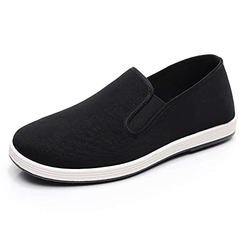 Handgemachte alte Peking-Schuhe für Männer/Frauen, rutschfeste, atmungsaktive Gummisohle, Unisex-Slip-on-Tai-Chi-Schuhe aus Segeltuch, für lässige Sport-Flachschuhe aus altem Peking-Stoff (Color : Bl von Yytcsjz