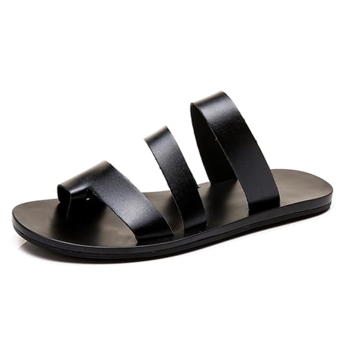 Herren-Sandalen Mit Clip-Zehen-Design rutschfest Zur Korrektur Von Ballenzehen Atmungsaktiv Für Den Strand, Stylische Offene Zehenpartie Weich Strapazierfähig Flops Für Sommer Strand(Black,40 EU) von Yytcsjz
