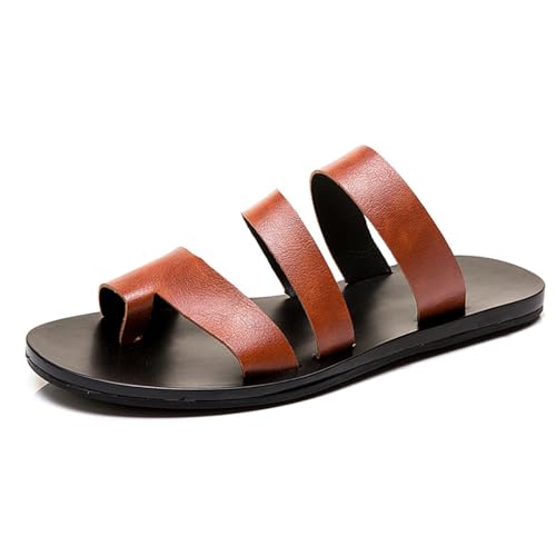 Herren-Sandalen Mit Clip-Zehen-Design rutschfest Zur Korrektur Von Ballenzehen Atmungsaktiv Für Den Strand, Stylische Offene Zehenpartie Weich Strapazierfähig Flops Für Sommer Strand(Brown,40 EU) von Yytcsjz