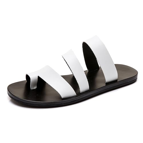 Herren-Sandalen Mit Clip-Zehen-Design rutschfest Zur Korrektur Von Ballenzehen Atmungsaktiv Für Den Strand, Stylische Offene Zehenpartie Weich Strapazierfähig Flops Für Sommer Strand(White,38 EU) von Yytcsjz