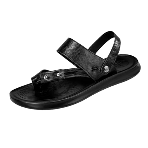 Lässige Strandschuhe Für Unterwegs, Mode-Leichtgewichtige Verstellbare Herren-Sandalen Zur Ballenzehen-Korrektur Mit Fußgewölbeunterstützung, Atmungsaktive, Orthopädische Flip-Flops(Black,42 EU) von Yytcsjz