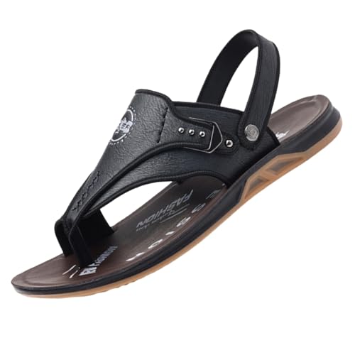 Leichte, Verstellbare Herren-Strandsandalen Zur Ballenzehen-Korrektur Mit Fußgewölbeunterstützung, Rutschfeste Sommer-Flip-Flops Aus Rindsleder Mit Zwei Einsatzmöglichkeiten, Bei Nnung(Black,44 EU) von Yytcsjz