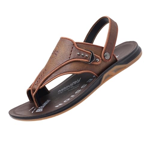Leichte, Verstellbare Herren-Strandsandalen Zur Ballenzehen-Korrektur Mit Fußgewölbeunterstützung, Rutschfeste Sommer-Flip-Flops Aus Rindsleder Mit Zwei Einsatzmöglichkeiten, Bei Nnung(Brown,39 EU) von Yytcsjz