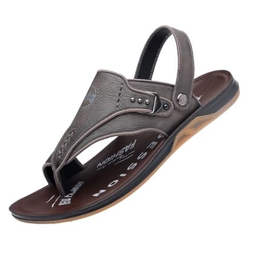 Leichte, Verstellbare Herren-Strandsandalen Zur Ballenzehen-Korrektur Mit Fußgewölbeunterstützung, Rutschfeste Sommer-Flip-Flops Aus Rindsleder Mit Zwei Einsatzmöglichkeiten, Bei Nnung(Gris,43 EU) von Yytcsjz
