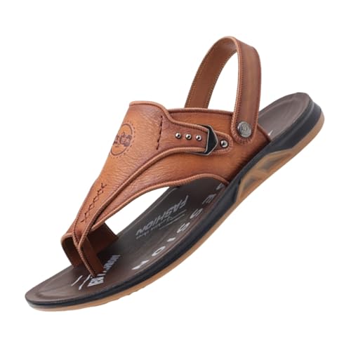 Leichte, Verstellbare Herren-Strandsandalen Zur Ballenzehen-Korrektur Mit Fußgewölbeunterstützung, Rutschfeste Sommer-Flip-Flops Aus Rindsleder Mit Zwei Einsatzmöglichkeiten, Bei Nnung(Yellow,42 EU) von Yytcsjz
