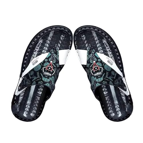 Modische Herren-Fußgewölbestütze Mit Rutschfester Orthopädischer Sohle Und Flacher Ballenzehen-Sandale, Freizeit-Flip-Flops Mit Verstellbarer Weicher PU-Zehenkappe(Green,40 EU) von Yytcsjz