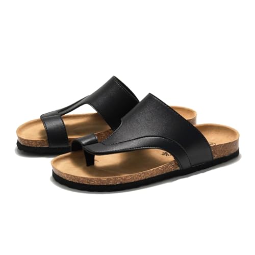 Orthopädische Strandsandalen, Atmungsaktive Sommer-Sandalen Aus Kork Zur Ballenzehen-Korrektur Für Herren, Rutschfeste Zehentrenner Mit Clip-Zehenschutz, Zehentrenner Strand, Reisen(Black,41 EU) von Yytcsjz