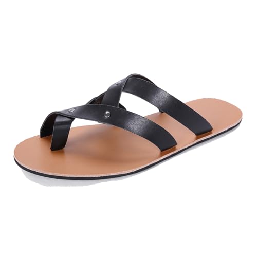 Orthopädische Strandsandalen, Lässige Atmungsaktive Slip-On-Sandalen Zur Ballenzehenkorrektur Für Herren, Leichter Rutschfester Zehenbereichskorrektor, Zur Schmerzlinderung Symptomen(Black,40 EU) von Yytcsjz