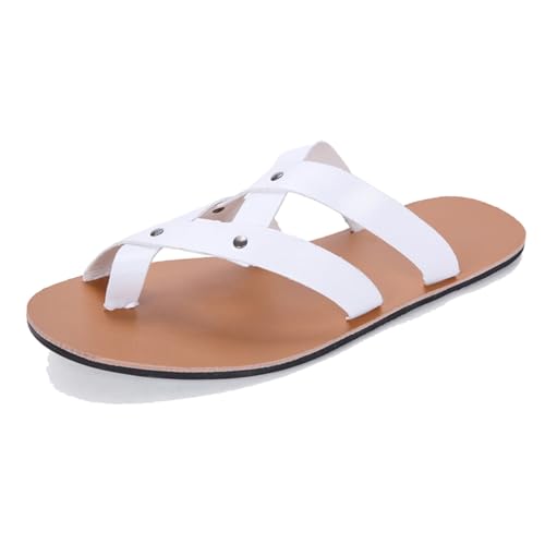 Orthopädische Strandsandalen, Lässige Atmungsaktive Slip-On-Sandalen Zur Ballenzehenkorrektur Für Herren, Leichter Rutschfester Zehenbereichskorrektor, Zur Schmerzlinderung Symptomen(White,40 EU) von Yytcsjz