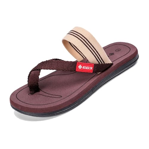 Sandalen Für Herren Bei Plantarfasziitis, Bequeme Sommer-Strandsandalen Zum Hineinschlüpfen Flach Rutschfest Zur Korrektur Von Ballenzehen, Atmungsaktive Orthopädische Flip-Flops, Gewölbe(Brown,37 EU) von Yytcsjz