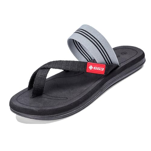 Sandalen Für Herren Bei Plantarfasziitis, Bequeme Sommer-Strandsandalen Zum Hineinschlüpfen Flach Rutschfest Zur Korrektur Von Ballenzehen, Atmungsaktive Orthopädische Flip-Flops, Gewölbe(Black,40 EU) von Yytcsjz
